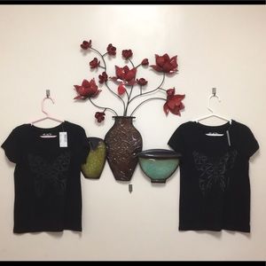 SOLD  black on black butterfly tee. Size (S)5/6